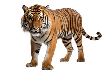 Obraz premium Majestic Jungle Tiger on a White or Clear Surface PNG Transparent Background