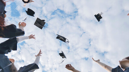 Graduation Caps Thrown in the Air.