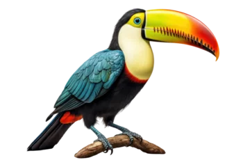 Foto op Aluminium Toucan Colorful Canopy Dweller on a White or Clear Surface PNG Transparent Background © Usama
