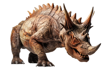 Triceratops Ceratopsian Herd Member on a White or Clear Surface PNG Transparent Background