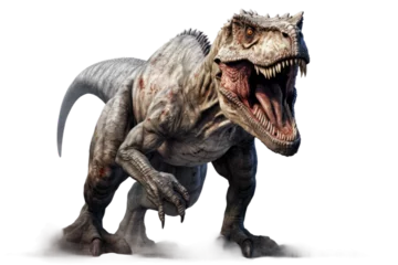 Gordijnen Tyrannosaurus Rex Iconic Cretaceous Hunter on a White or Clear Surface PNG Transparent Background © Usama