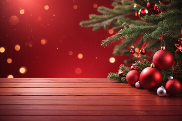 Christmas background with xmas tree and sparkle bokeh lights. Copy space