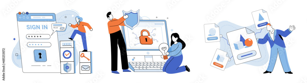 Aufkleber information security vector illustration. effective management databases is vital for ensuring secur