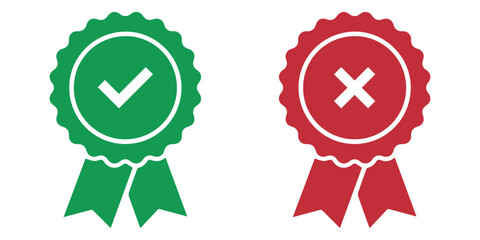 A set of marks YES or NO. with ribbon. Vector on background