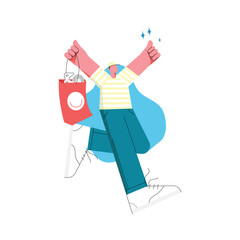 Abstract Happy Shopping Character Vector Illustration