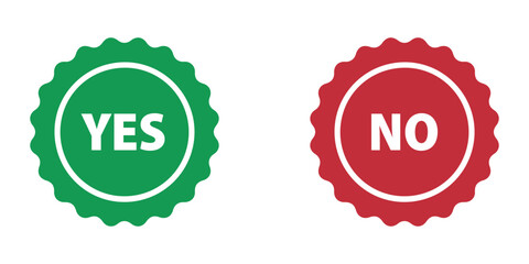 A set of marks YES or NO. Vector on background
