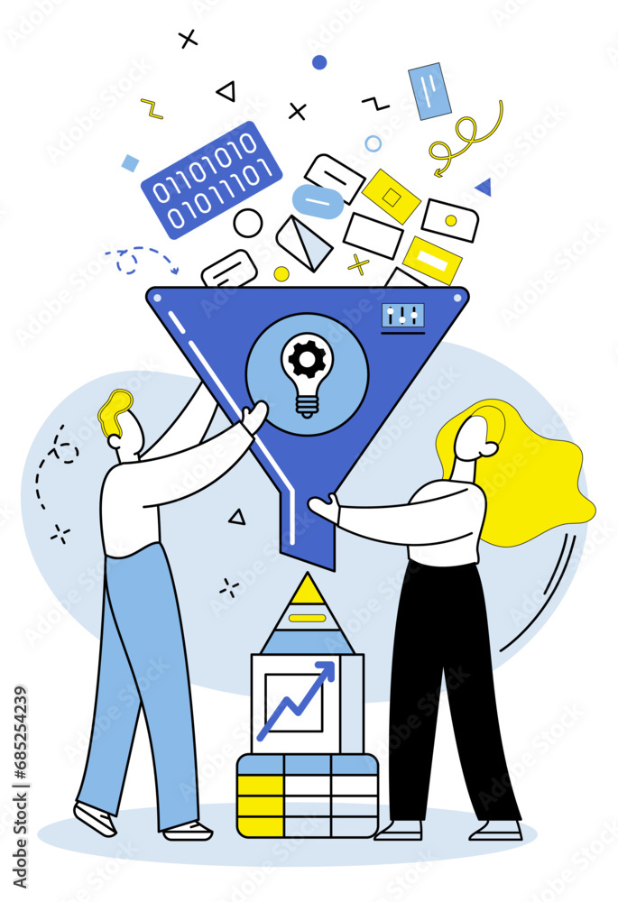 Poster business analytics vector illustration. information is valuable asset for gaining competitive edge p