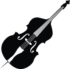 Cartoon Black and White Isolated Illustration Vector Of A Cello Music Instrument