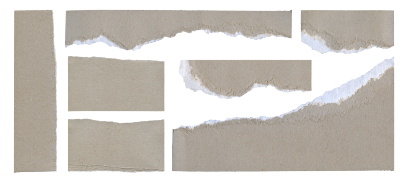Pieces of torn brown paper with light white color. Textured paper.