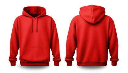 red hoodie front and back isolated on white background