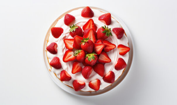 strawberry cake on white background