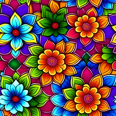 Fototapeta na wymiar Floral mandala with bright colors