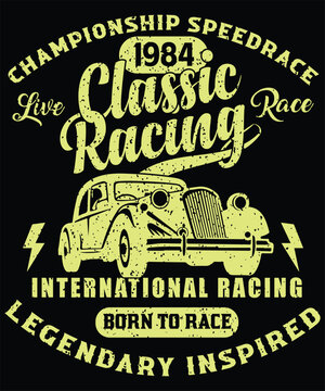 vintage hot racing vector t-shirt design