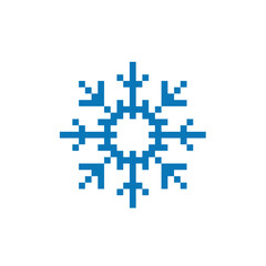 pixel snowflakes  icon.  Vector pixel art snowflake 8 bit logo for game