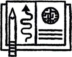 learning, technology, education icon grunge style vector