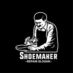 Shoemaker Cobbler Shoe Repair Logo. Vector and Illustration.
