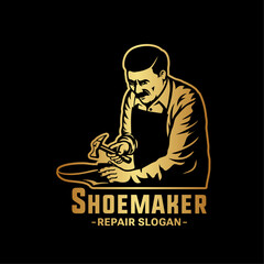 Shoemaker Cobbler Shoe Repair Logo. Vector and Illustration.