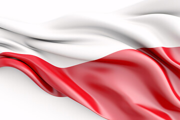 An isolated 3D depiction of Poland's flag on a white background, boasting a frame and extra space for added text.