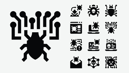Malware Solid Icons - obrazy, fototapety, plakaty