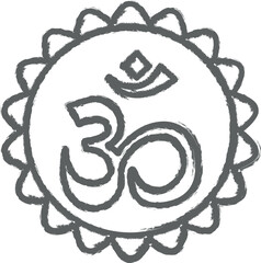 Diwali, om, Hinduism icon grunge style vector