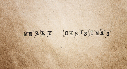 Printed text, Merry Christmas, on vintage paper, scrapbooking, typewriter text, typewritten text,...
