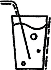 glass of juice with traw dusk icon grunge style vector