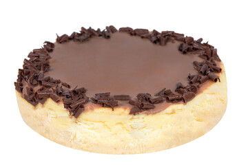 Fresh Tasty Chocolate and Vanilla Cheesecake Dessert Isolated On White, No People