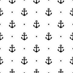 Ship anchors cute marine seamless pattern. Nautical vessel mooring appliance, Traditional ship accessory. Navy, ocean fleet, harbor background vector illustration