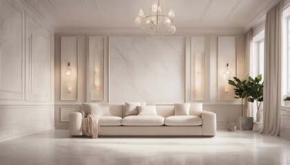 Fototapeta na wymiar light and shadow room mock ups - light beige and white marble wall
