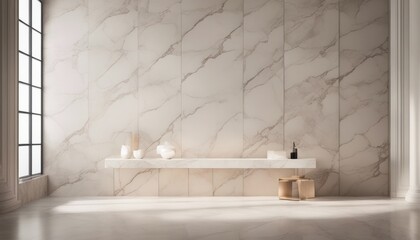 light and shadow room mock ups - light beige and white marble wall