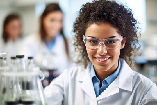 female scientist in laboratory group
