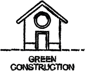 green construction outline icon grunge style vector