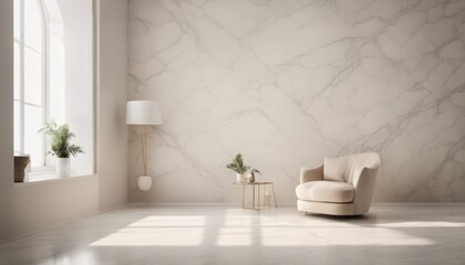 Obraz na płótnie Canvas light and shadow room mock ups - light beige and white marble wall