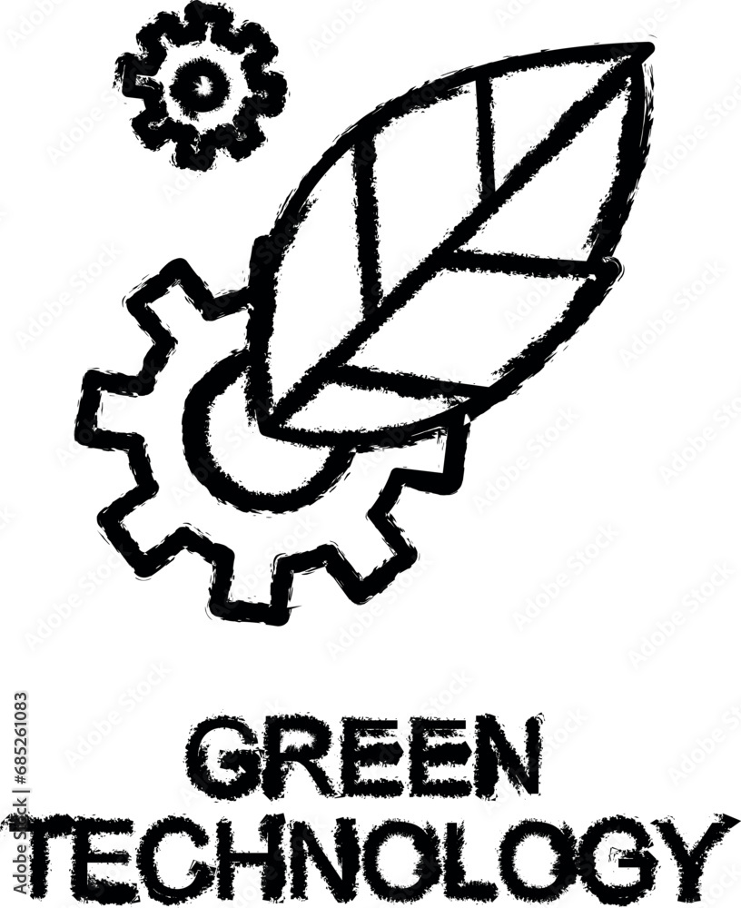 Poster green technology outline icon grunge style vector