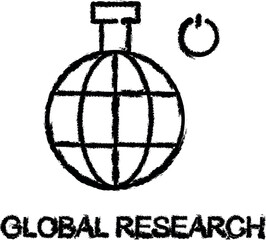 global research outline icon grunge style vector