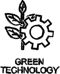 green technology outline icon grunge style vector