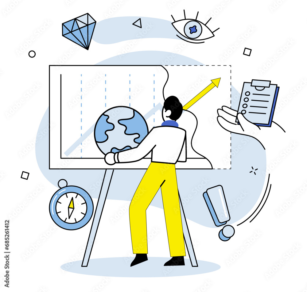 Poster data visualization vector illustration. creative approaches to analysis can lead to innovative solut