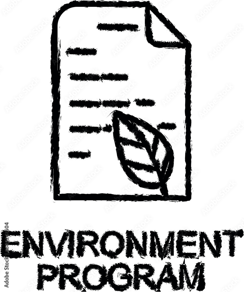 Poster environment program outline icon grunge style vector