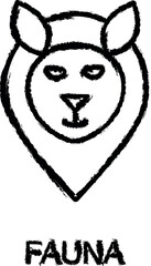 fauna in pin outline icon grunge style vector