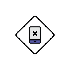 Phone Not Allowed icon design with white background stock illustration