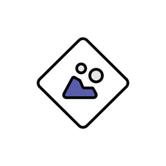 Falling Rocks icon design with white background stock illustration