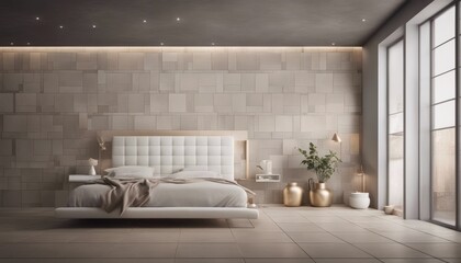 Fototapeta na wymiar light and shadow room mock ups - light gray, brown and beige tiled wall