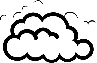 Abstract Cloud Vintage Outline Icon In Simple Minimalism Style