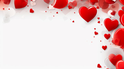 Valentines day background with hearts and flowers. Copy Spase.