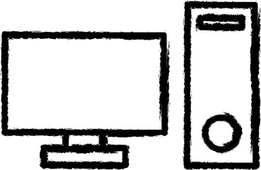 a computer outline icon grunge style vector