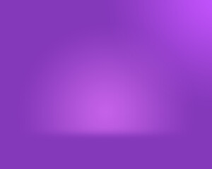 Realistic cove curve wall floor studio background in purple color in landscape format. Realistic purple background with soft lighting
