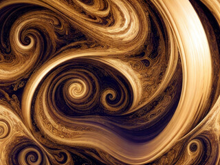 Luxurious abstract swirls pattern in golden brown colors