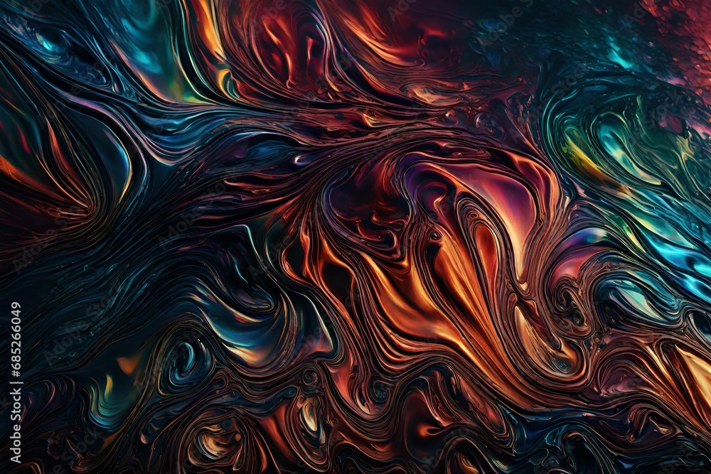 Poster design an eye-catching graphic resource featuring a close-up view of an iridescent oil spill texture