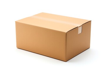 a brown box with tape - obrazy, fototapety, plakaty