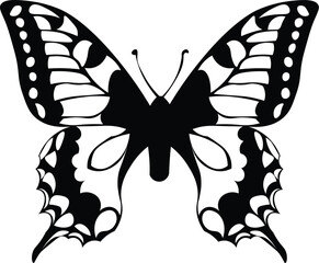 Cartoon Black and White Isolated Illustration Vector Of A Butterfly